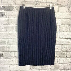 Vintage 90s Holt Renfrew Navy Pinstripe Straight Pencil Skirt